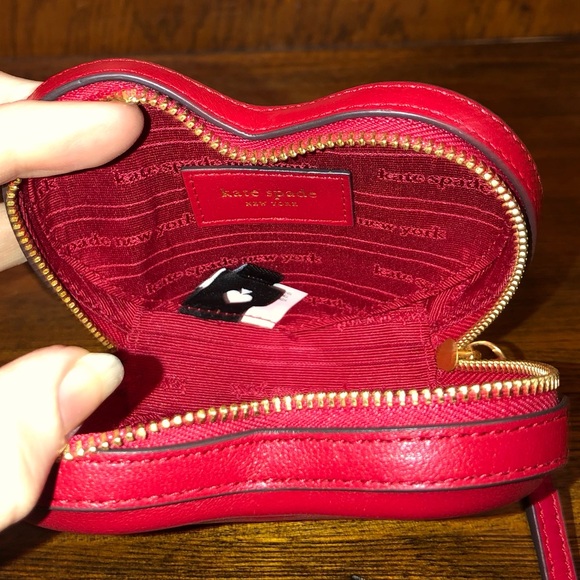 NWT-Kate Spade-Pitter Patter Heart ❤️Convertible Coin Purse-Perfect Cherry-$128 - Picture 8 of 16